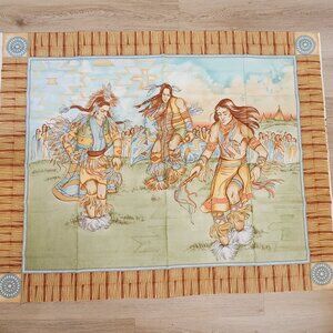 Quilting Craft Fabric Native American Panel Dancing Colorful 1 Yard 44" Cranston
